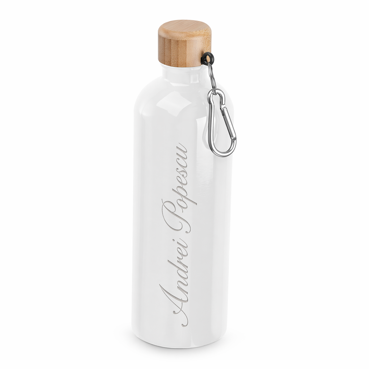 Sticla din otel inoxidabil cu carabina 750 ml personalizata cu text