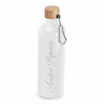 Sticla din otel inoxidabil cu carabina 750 ml personalizata cu text