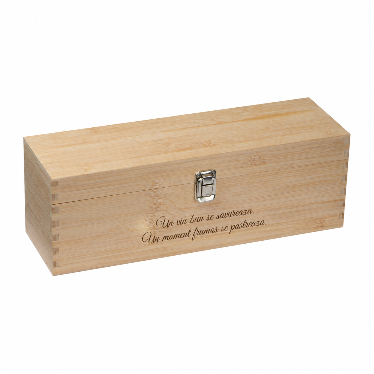 Cutie de vin din bambus personalizată cu text