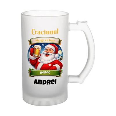 Halba de bere personalizata – Craciunul merge cu bere
