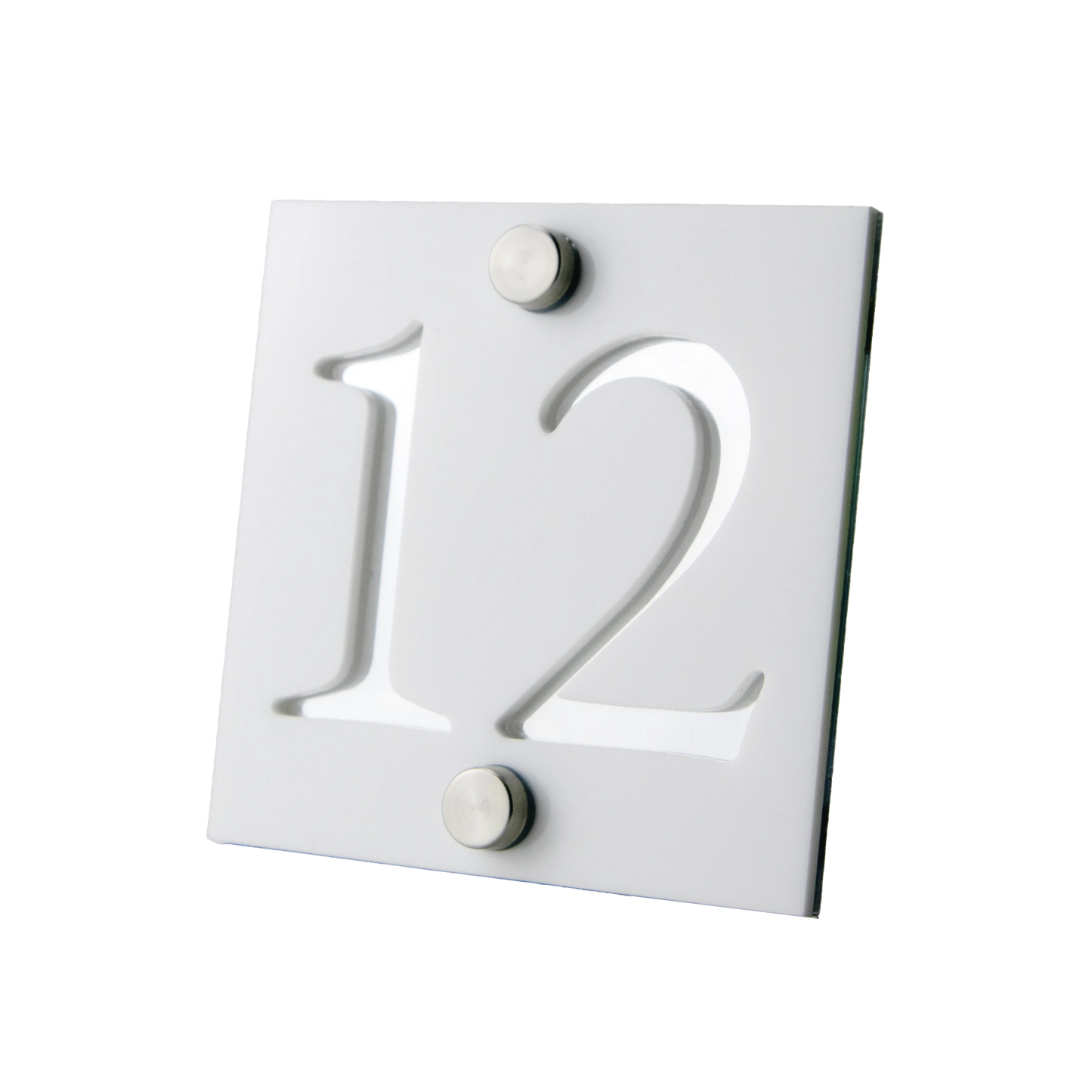 Numar de casa Prestige 10x10 – Alb/Argintiu Oglinda