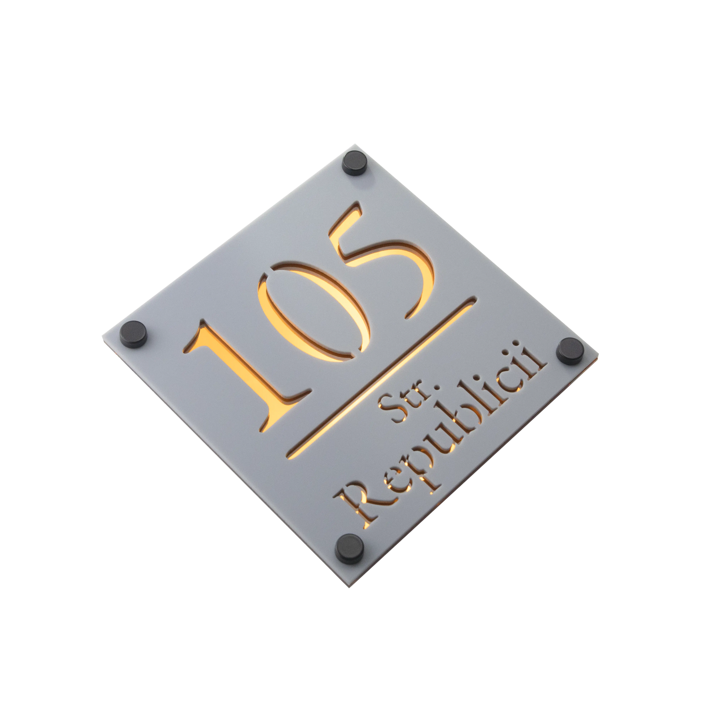 Numar de casa Imperial 16x16 – Gri/Amber Oglinda