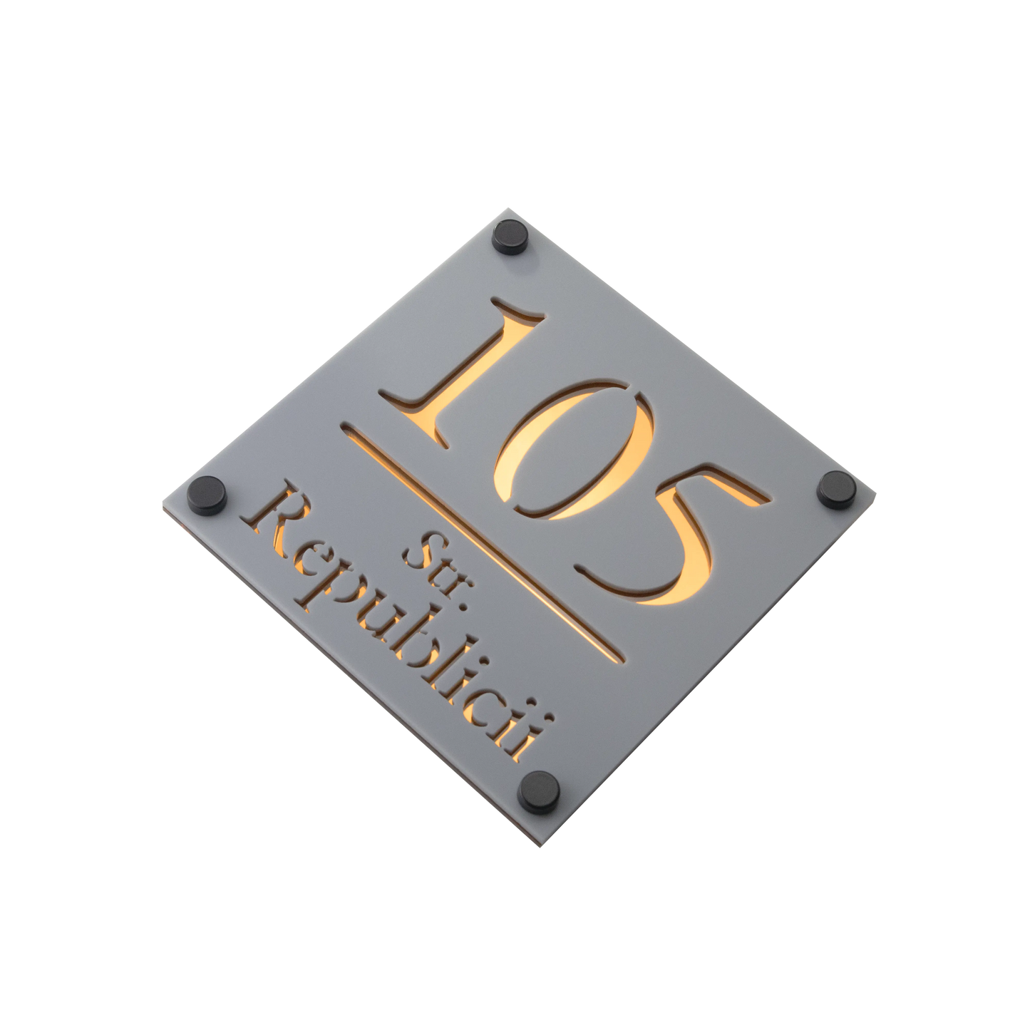 Numar de casa Imperial 16x16 – Gri/Amber Oglinda