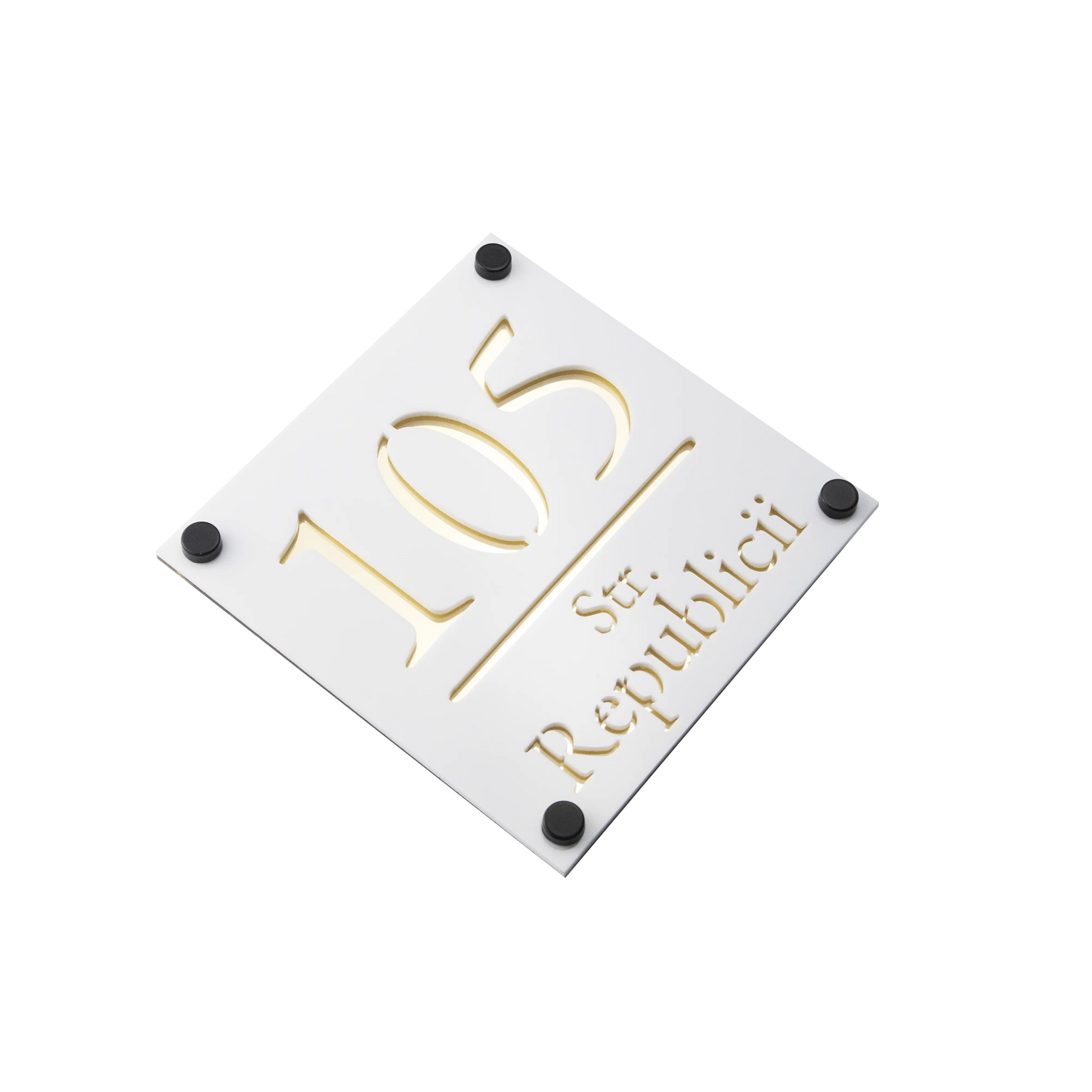 Numar de casa Imperial 16x16 – Alb/Auriu Oglinda