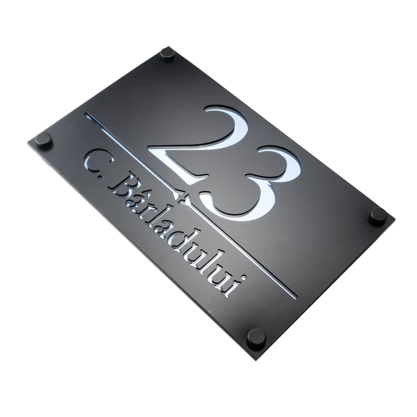 Numar de casa Imperial 25x15cm – Negru/Aqua Blue Oglinda