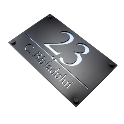 Numar de casa Imperial 25x15cm – Negru/Aqua Blue Oglinda