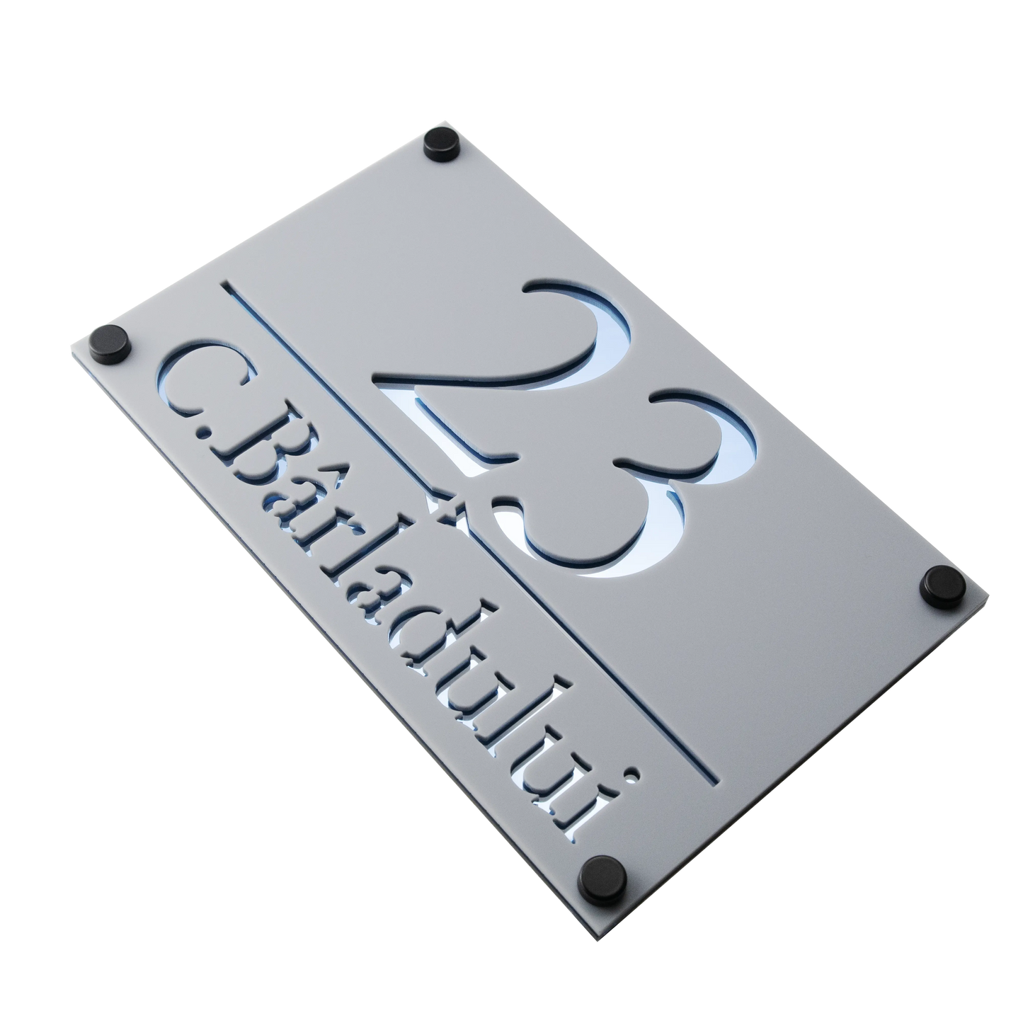 Numar de casa Imperial 25x15cm – Gri/Aqua Blue Oglinda