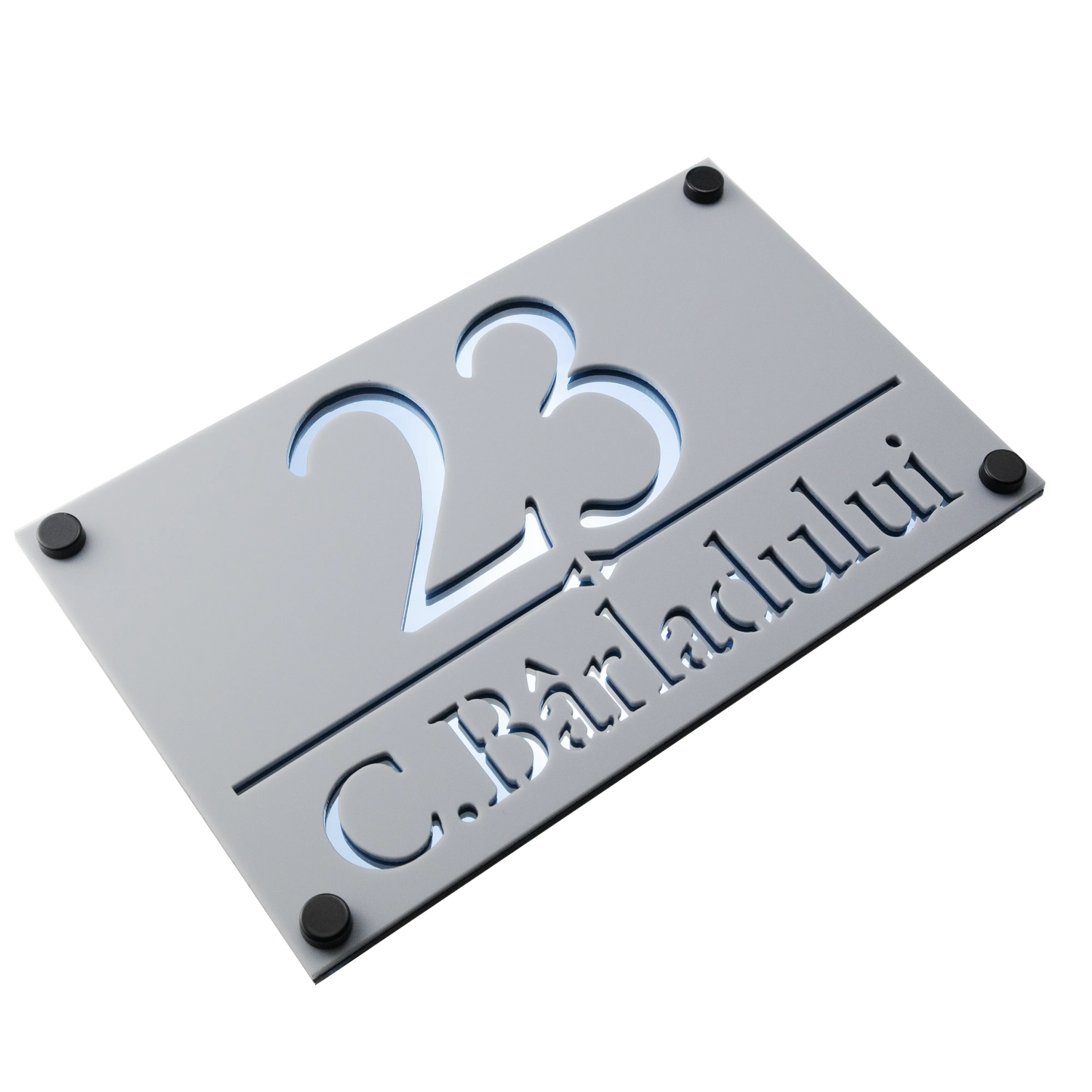 Numar de casa Imperial 25x15cm – Gri/Aqua Blue Oglinda