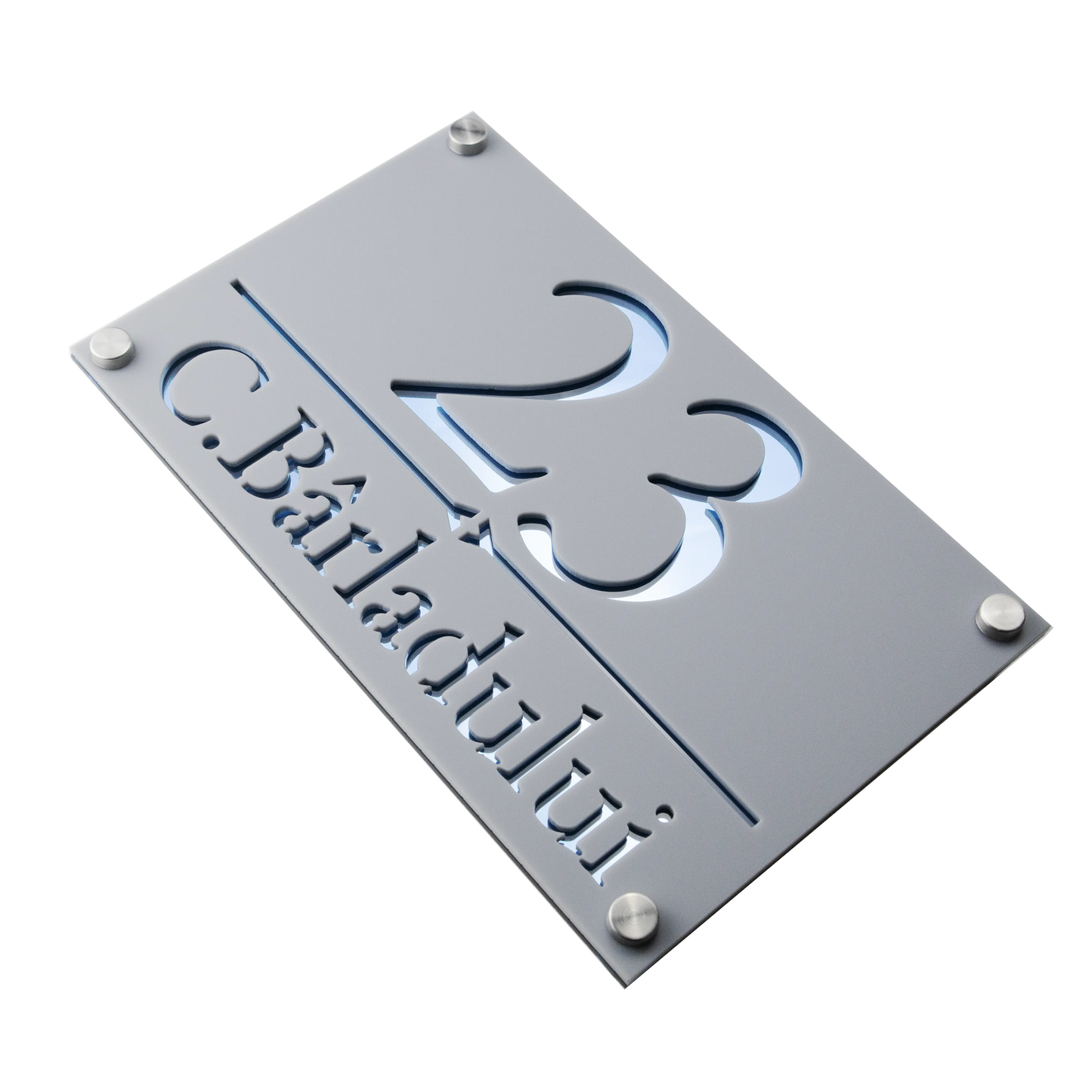 Numar de casa Imperial 25x15cm – Gri/Aqua Blue Oglinda