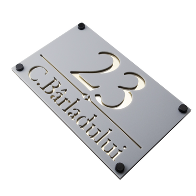 Numar de casa Imperial 25x15cm – Gri/Auriu Oglinda