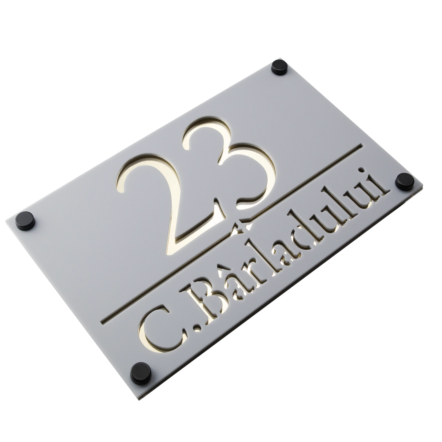 Numar de casa Imperial 25x15cm – Gri/Auriu Oglinda