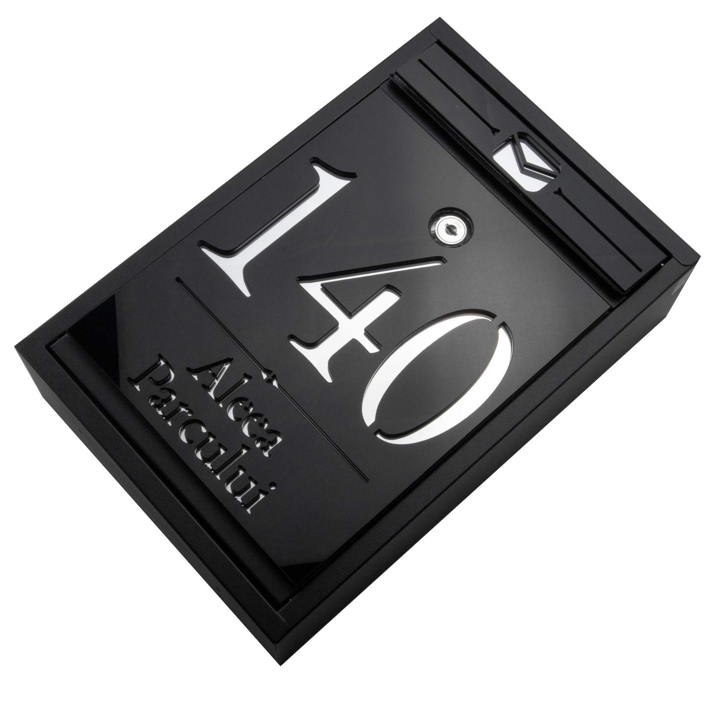 Cutie postala personalizata cu adresa – Negru/Argintiu Oglinda