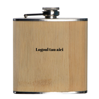 Sticluta wisky cu invelis bambus 170 ml personalizat cu logo