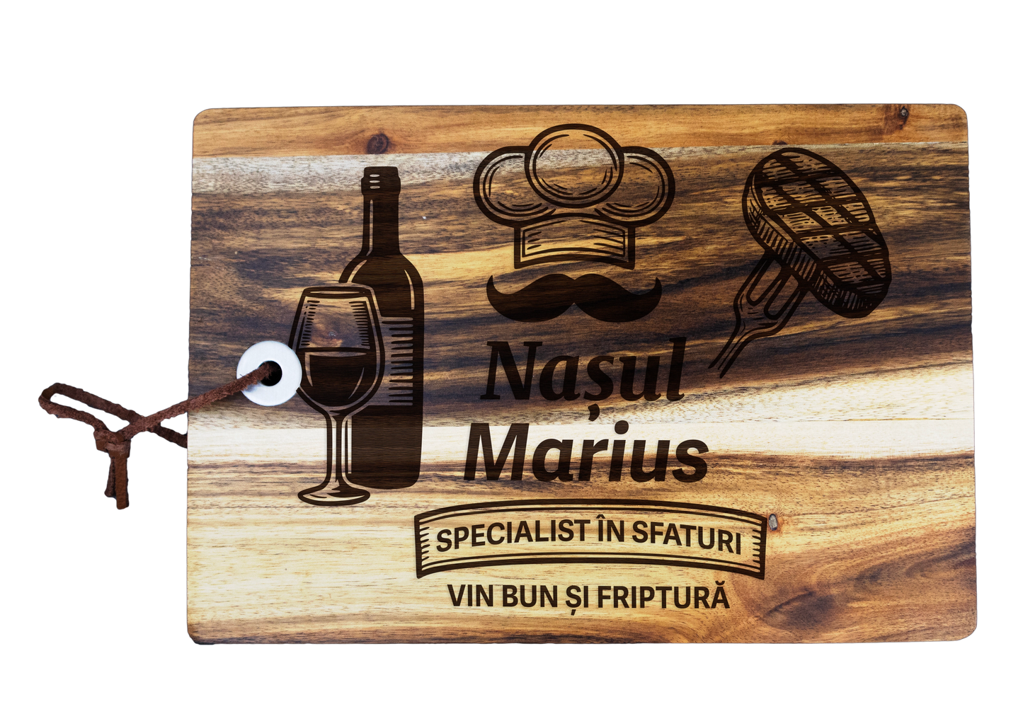 Tocator din lemn Acacia pentru branzeturi personalizat - Nasul specialist
