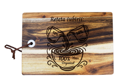 Tocator din lemn Acacia pentru branzeturi personalizat - Reteta iubirii