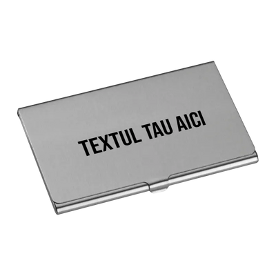 Port card metalic personalizat cu text
