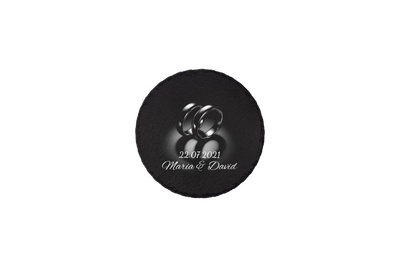 Set coastere rotunde din ardezie personalizate - Heart Rings