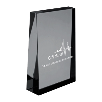 Trofeu din sticla 6,4 × 2 × 9 cm personalizat – Logo Companie