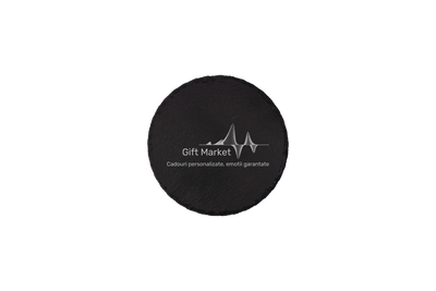 Set coastere rotunde din ardezie personalizate - Logo Companie