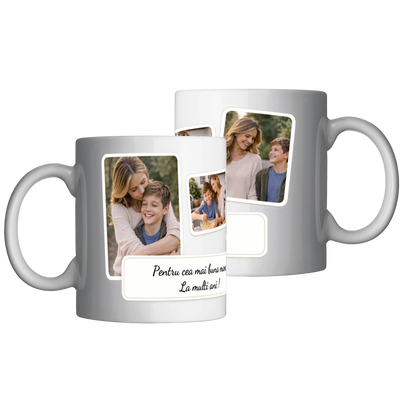 Cana personalizata cu colaj de 3 imagini + mesaj