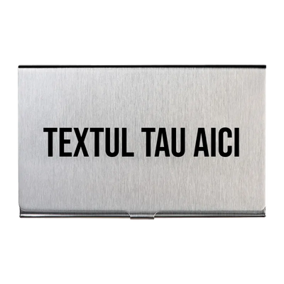Port card metalic personalizat cu text