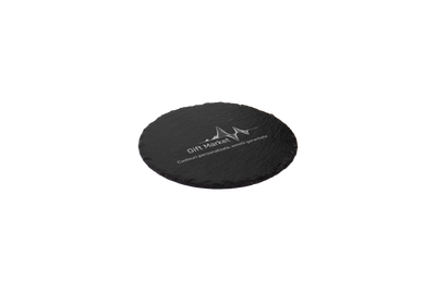 Set coastere rotunde din ardezie personalizate - Logo Companie