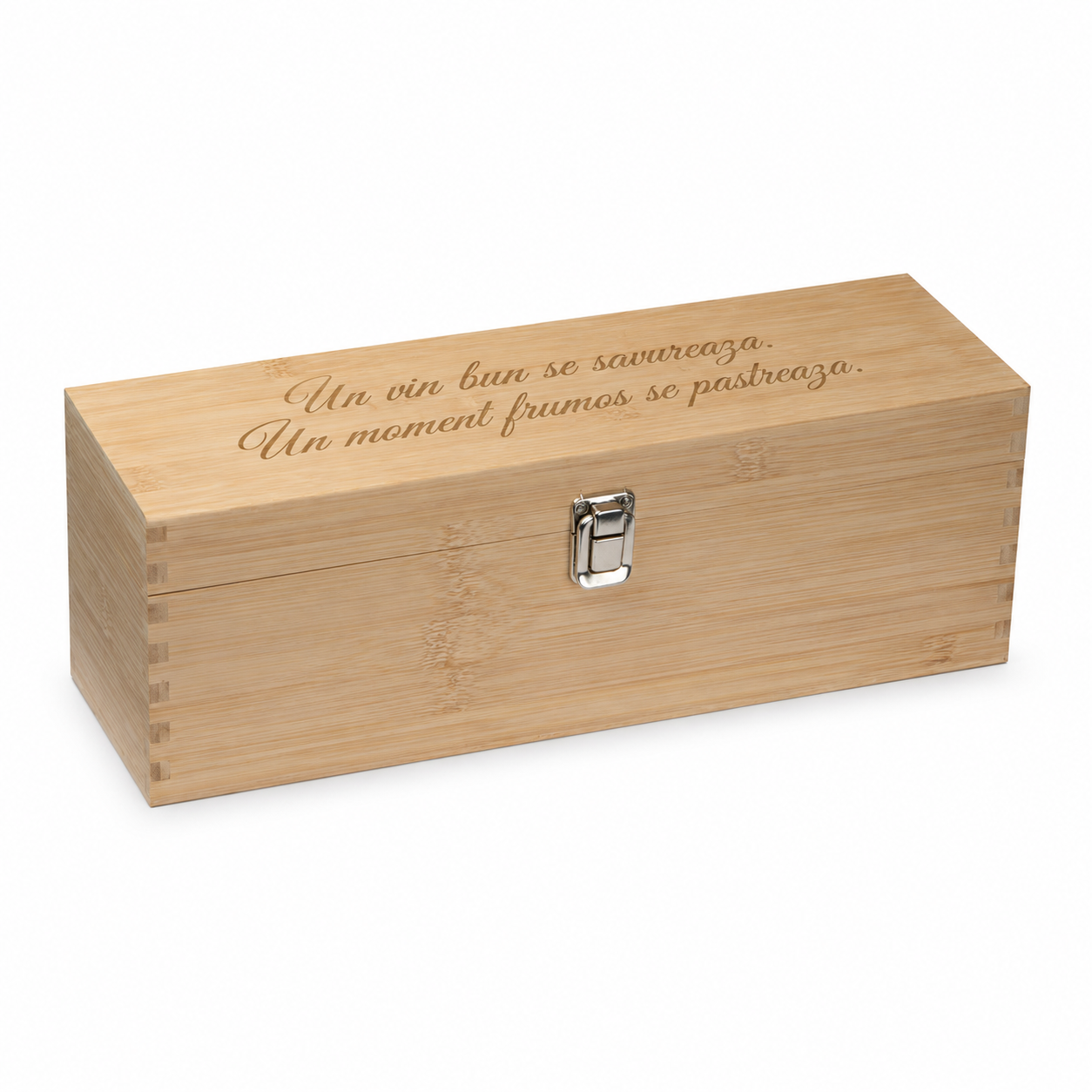 Cutie de vin din bambus personalizată cu text
