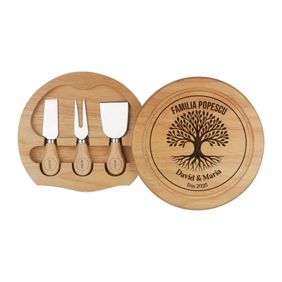 Set pentru branzeturi rotund personalizat - Copacul Familiei
