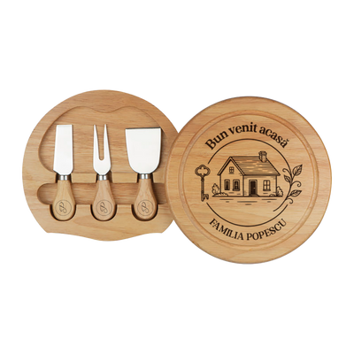 Set pentru branzeturi rotund personalizat - Bun venit acasa