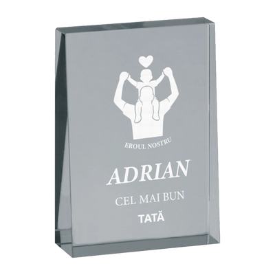Trofeu din sticla 6,4 × 2 × 9 cm personalizat – Cel mai bun tata